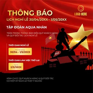 Poster thông báo nghỉ lễ ngày 30-4 và quốc tế lao động 1-5 File AI 006