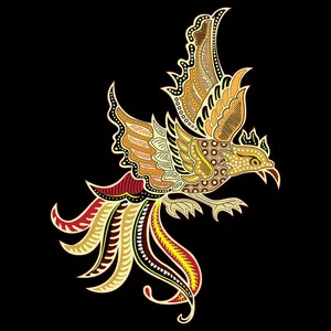 Mẫu ảnh minh họa phượng hoàng ngũ sắc vector CR047