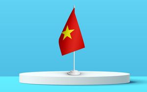 Ảnh cờ việt nam nền xanh mẫu số 149
