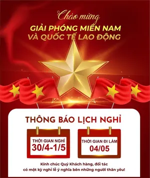 Poster thông báo nghỉ lễ chào mừng ngày giải phóng miền Nam và quốc tế lao động File AI 008