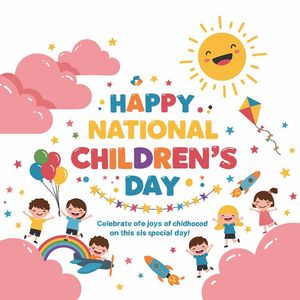 Ảnh poster trẻ vui chơi trên mây mừng ngày lễ của trẻ - CR1239