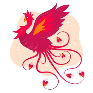 Mẫu ảnh minh họa phượng hoàng đang bay màu vàng đỏ vector CR038