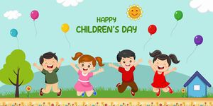 Mẫu banner, background trẻ vui chơi với nhau mừng ngày lễ của trẻ CR675