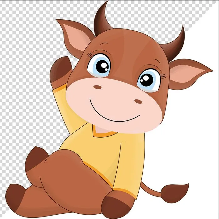 Ảnh vẽ con trâu phong cách vẽ tay chibi file PNG 011