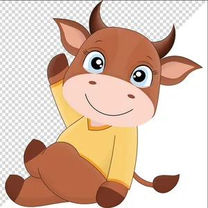Ảnh vẽ con trâu phong cách vẽ tay chibi file PNG 011