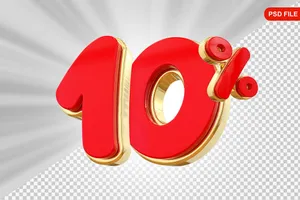 Mẫu số sale giảm giá 10% 3D màu đỏ PNG chất lượng cao CR128