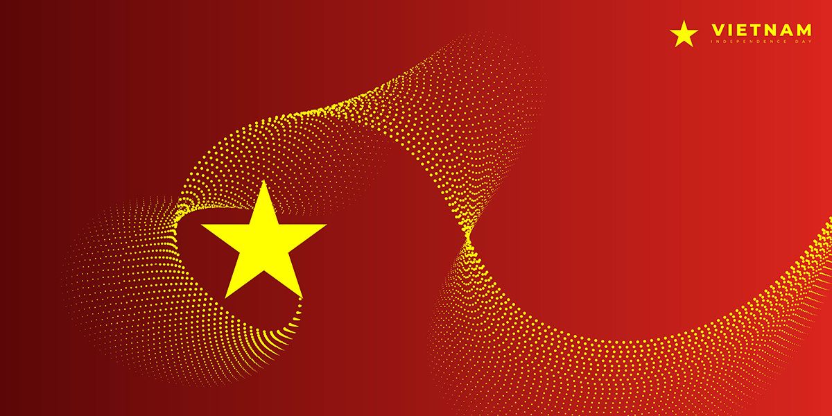 Ảnh background dải cờ Việt Nam tung bay vector mẫu số 156