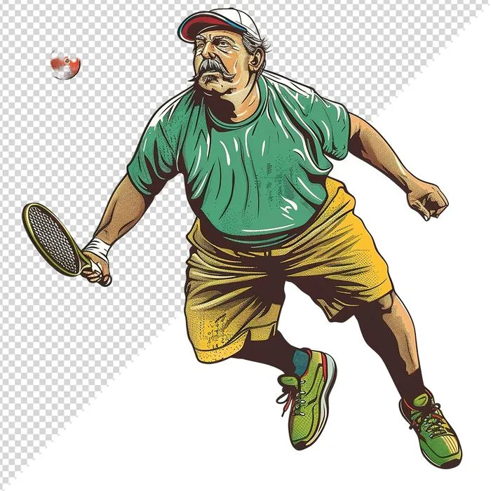 Ảnh minh họa vận động viên Pickleball phong cách retro chất lượng cao - File PNG 029