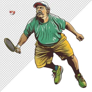Ảnh minh họa vận động viên Pickleball phong cách retro chất lượng cao - File PNG 029