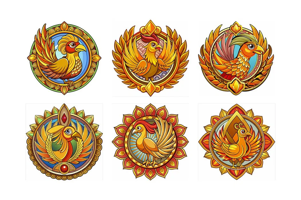 Mẫu 6 huy hiệu chim phượng hoàng lửa nổi bật vector CR067