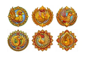 Mẫu 6 huy hiệu chim phượng hoàng lửa nổi bật vector CR067