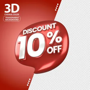 Mẫu số sale giảm giá 10% 3D đỏ trắng vector chất lượng cao CR016