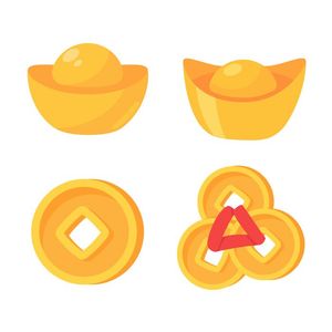 Ảnh vẽ 2 thỏi vàng lớn và tiền vàng PNG File số029