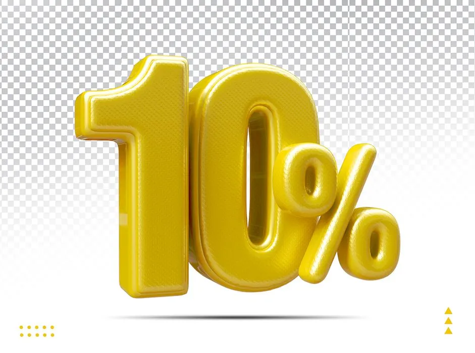 Mẫu số sale giảm giá 10% 3D màu vàng PNG chất lượng cao CR075