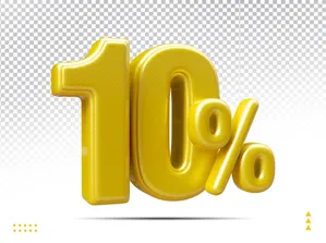 Mẫu số sale giảm giá 10% 3D màu vàng PNG chất lượng cao CR075