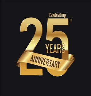 Logo kỷ niệm 25 năm ra trường màu vàng gold vector File AI CR010