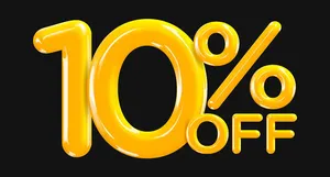 Mẫu số sale giảm giá 10% 3D màu vàng nền đen PNG chất lượng cao CR033