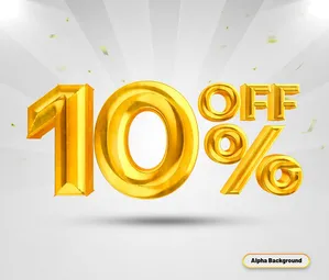 Mẫu số sale giảm giá 10% 3D màu vàng gold sang trọng PNG CR134