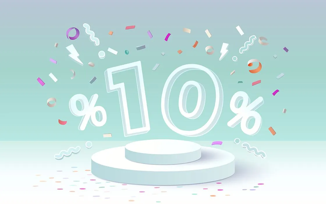Mẫu số sale giảm giá 10% 3D màu trắng PNG CR138