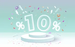 Mẫu số sale giảm giá 10% 3D màu trắng PNG CR138