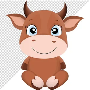 Ảnh vẽ con trâu phong cách vẽ tay chibi file PNG 012