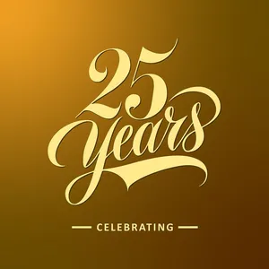 Logo kỷ niệm 25 năm ra trường màu vàng vector File AI CR009