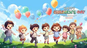 Mẫu banner, background trẻ em vui chơi cùng nhau ngày lễ của trẻ file PSD - CR868