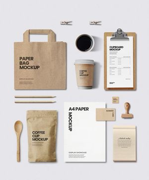 Mẫu mockup mẫu văn phòng phẩm cà phê file PSD