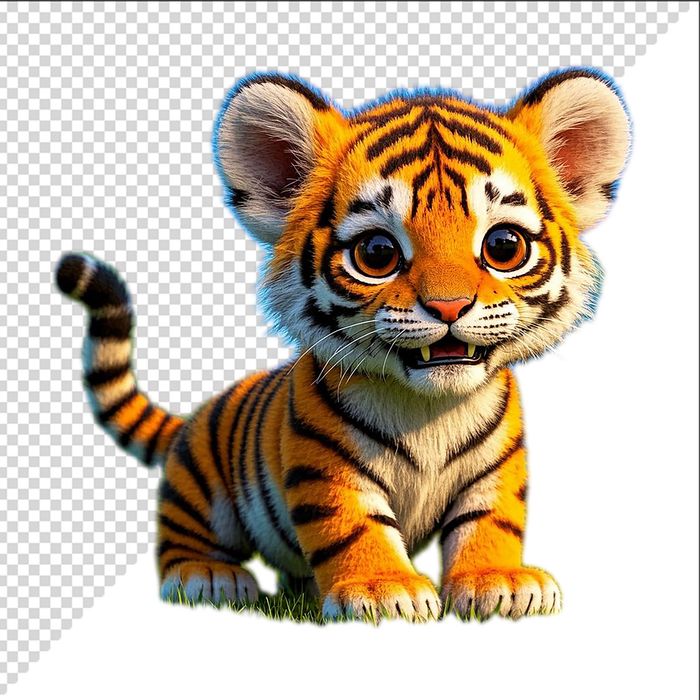 Ảnh vẽ con hổ phong cách chibi 3D File PNG - 017