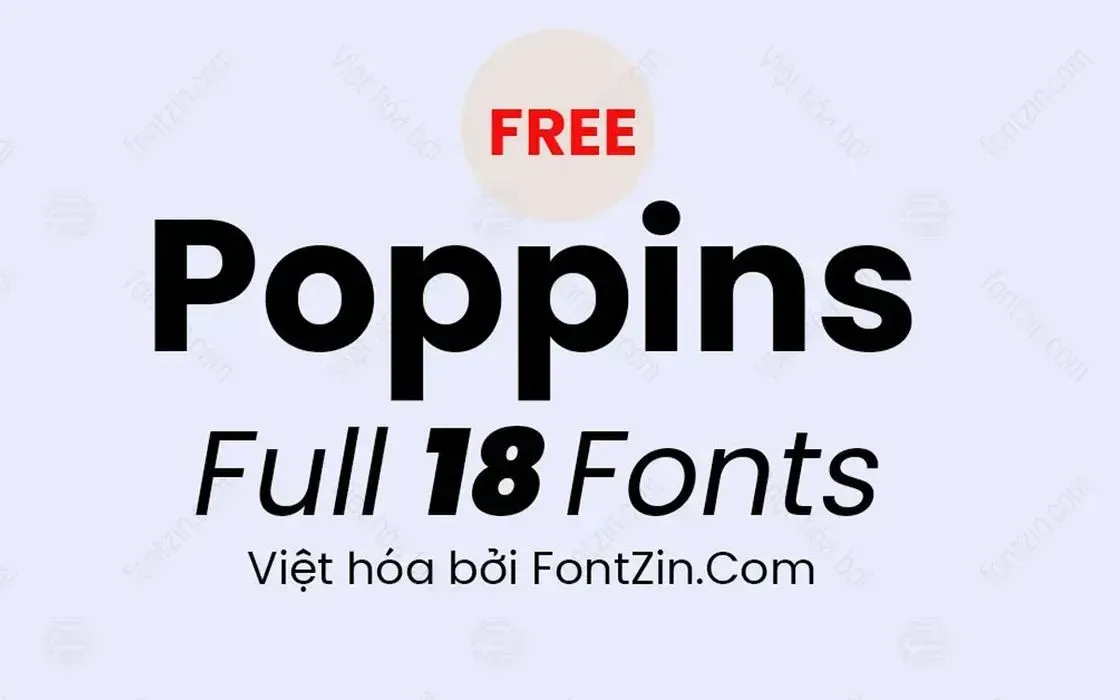 Font chữ không chân hiện đại FzPoppins Việt hóa
