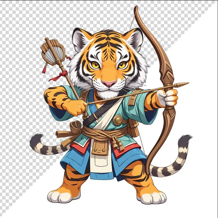 Ảnh hổ bắn cung chibi chất lượng cao File PNG - 023