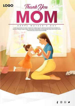 Poster mừng ngày của mẹ hình con tặng quà cho mẹ File PSD 012