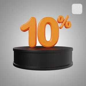 Mẫu số sale giảm giá 10% 3D màu cam PNG chất lượng cao CR062