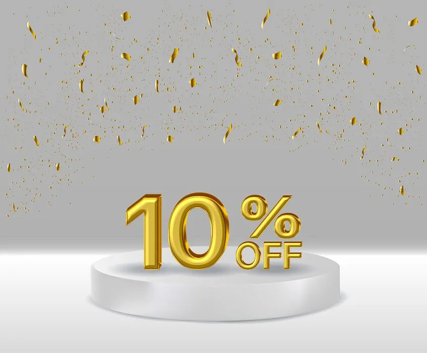 Mẫu số sale giảm giá 10% 3D vàng gold vector chất lượng cao CR011