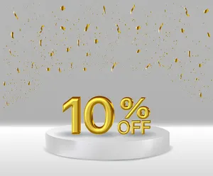 Mẫu số sale giảm giá 10% 3D vàng gold vector chất lượng cao CR011