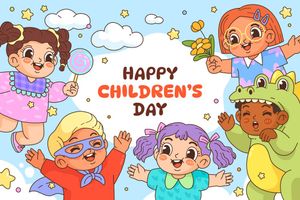 Mẫu banner, background trẻ vui mừng ngày lễ của trẻ vector  CR609