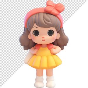Hình ảnh bé gái đeo cặp sách dễ thương 3D file PNG CR 829