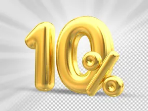 Mẫu số sale giảm giá 10% 3D vàng gold vector chất lượng cao CR030