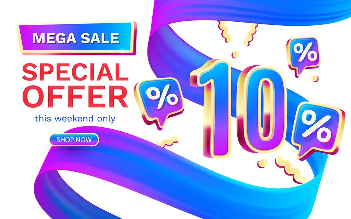 Mẫu banner giảm giá đặc biệt 10% file AI CR059