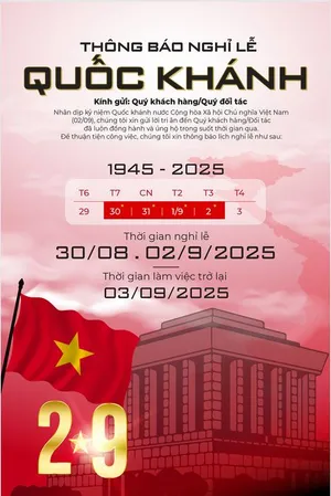 Poster thông báo nghỉ lễ ngày quốc khánh Việt Nam 2-9 hình ảnh lăng Bác - File AI 024