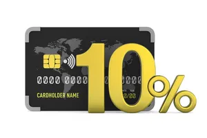 Mẫu số sale giảm giá 10% 3D màu vàng thẻ ATM nền PNG chất lượng cao CR131