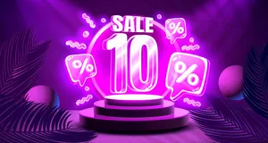 Mẫu banner giảm giá đặc biệt 10% hiệu ứng neon file AI CR060