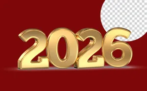 Số 2026 màu vàng  gold PNG file số 7