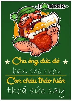 Mẫu tranh canvas quán bia độc đáo hài hước - File corel