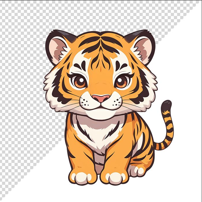 Ảnh vẽ con hổ phong cách chibi nhân hóa File PNG - 011