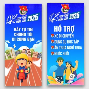 Phướn dọc chương trình tiếp xúc mùa thi 2025 của đoàn thanh niên tình nguyện File corel