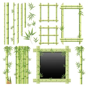 Bộ khung ảnh cây tre tự nhiên 3D vector file AI 082