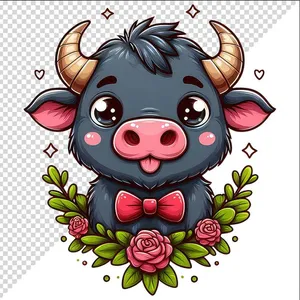 Ảnh vẽ con trâu phong cách chibi chất lượng cao file PNG 005