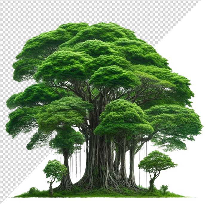 Ảnh cây đa cổ thụ vector file PNG dạng pixel - S052