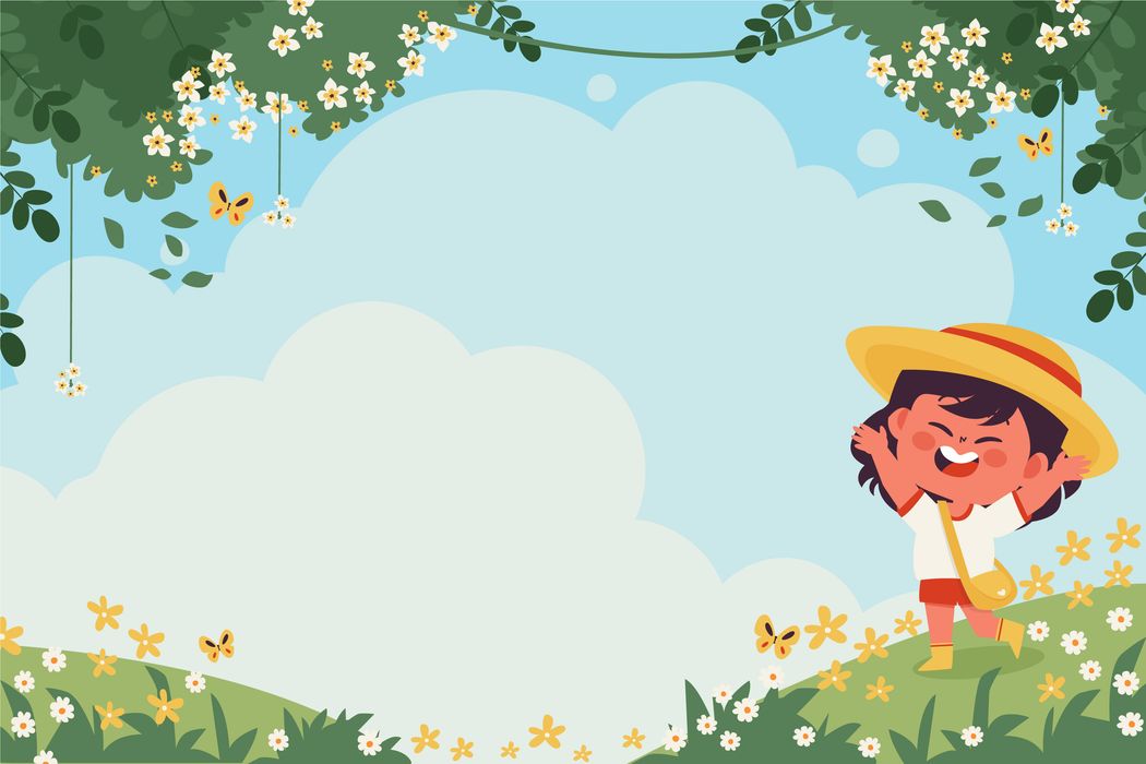 Mẫu banner, background trẻ em vui chơi trên đồng cỏ ngày lễ thiếu nhi vector CR813